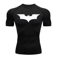 Bat Print Compression Shirts for Men Summer Short Sleeve Rash Guard Gym Workout Running Tshirt Athletic Quick Dry Tees Tops thumbnail 2