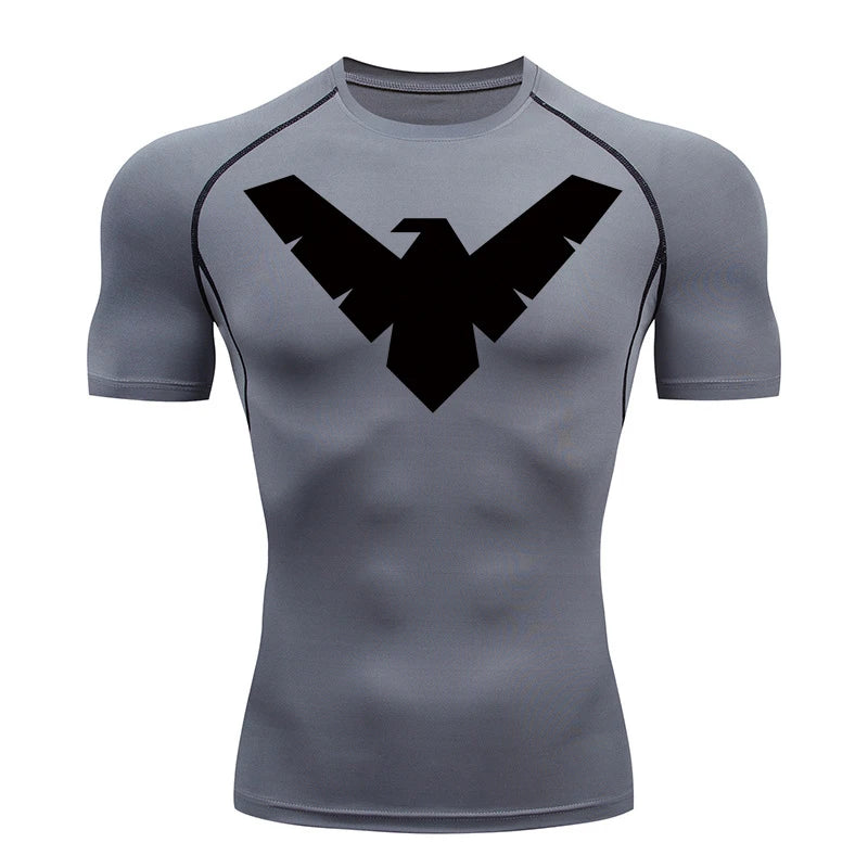 Graphic Short Sleeve Compression Shirts for Men Gym Workout Running Tshirts Summer Sporty Quick Dry Tees Baselayers Undershirts