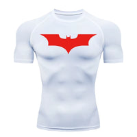 Bat Print Compression Shirts for Men Summer Short Sleeve Rash Guard Gym Workout Running Tshirt Athletic Quick Dry Tees Tops thumbnail 1
