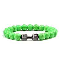 Gym Dumbbells Beads Bracelet Natural Stone Barbell Energy Weights Bracelets for Women Men Couple Pulsera Wristband Jewelry Gift thumbnail 13