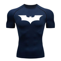 Bat Print Compression Shirts for Men Summer Short Sleeve Rash Guard Gym Workout Running Tshirt Athletic Quick Dry Tees Tops thumbnail 13