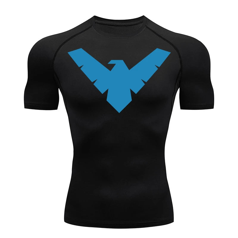 Graphic Short Sleeve Compression Shirts for Men Gym Workout Running Tshirts Summer Sporty Quick Dry Tees Baselayers Undershirts