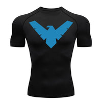 Graphic Short Sleeve Compression Shirts for Men Gym Workout Running Tshirts Summer Sporty Quick Dry Tees Baselayers Undershirts thumbnail 2