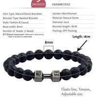 Gym Dumbbells Beads Bracelet Natural Stone Barbell Energy Weights Bracelets for Women Men Couple Pulsera Wristband Jewelry Gift thumbnail 7
