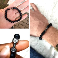 Gym Dumbbells Beads Bracelet Natural Stone Barbell Energy Weights Bracelets for Women Men Couple Pulsera Wristband Jewelry Gift thumbnail 4