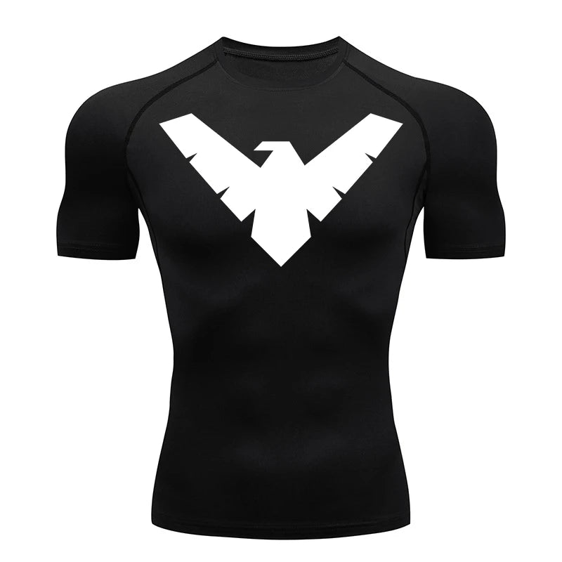 Graphic Short Sleeve Compression Shirts for Men Gym Workout Running Tshirts Summer Sporty Quick Dry Tees Baselayers Undershirts