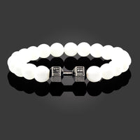 Gym Dumbbells Beads Bracelet Natural Stone Barbell Energy Weights Bracelets for Women Men Couple Pulsera Wristband Jewelry Gift thumbnail 6