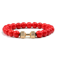 Gym Dumbbells Beads Bracelet Natural Stone Barbell Energy Weights Bracelets for Women Men Couple Pulsera Wristband Jewelry Gift thumbnail 31