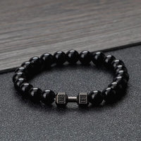 Gym Dumbbells Beads Bracelet Natural Stone Barbell Energy Weights Bracelets for Women Men Couple Pulsera Wristband Jewelry Gift thumbnail 2