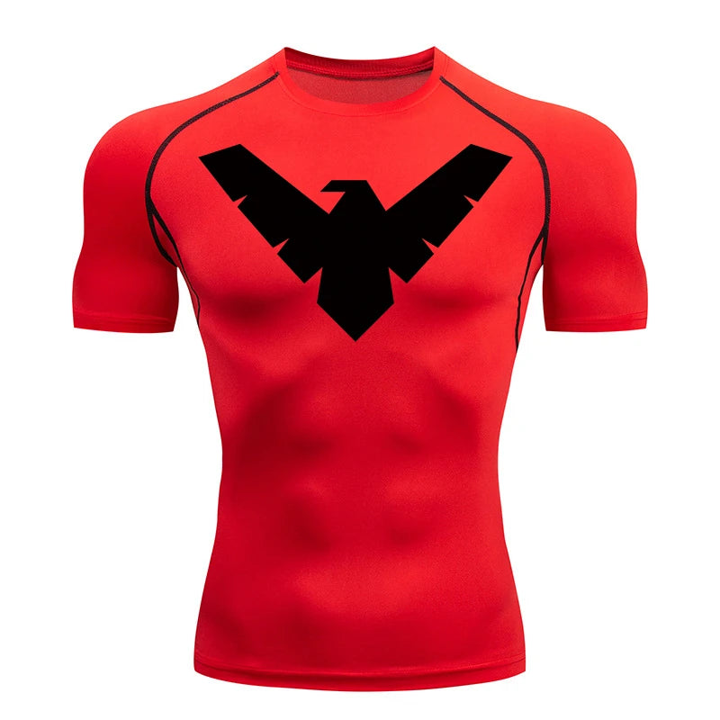 Graphic Short Sleeve Compression Shirts for Men Gym Workout Running Tshirts Summer Sporty Quick Dry Tees Baselayers Undershirts