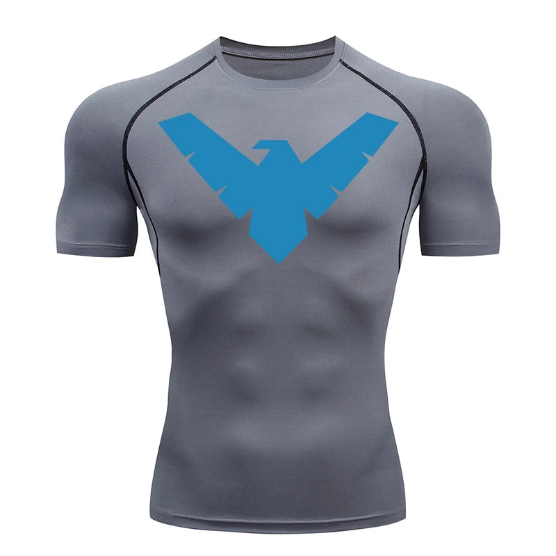 Graphic Short Sleeve Compression Shirts for Men Gym Workout Running Tshirts Summer Sporty Quick Dry Tees Baselayers Undershirts