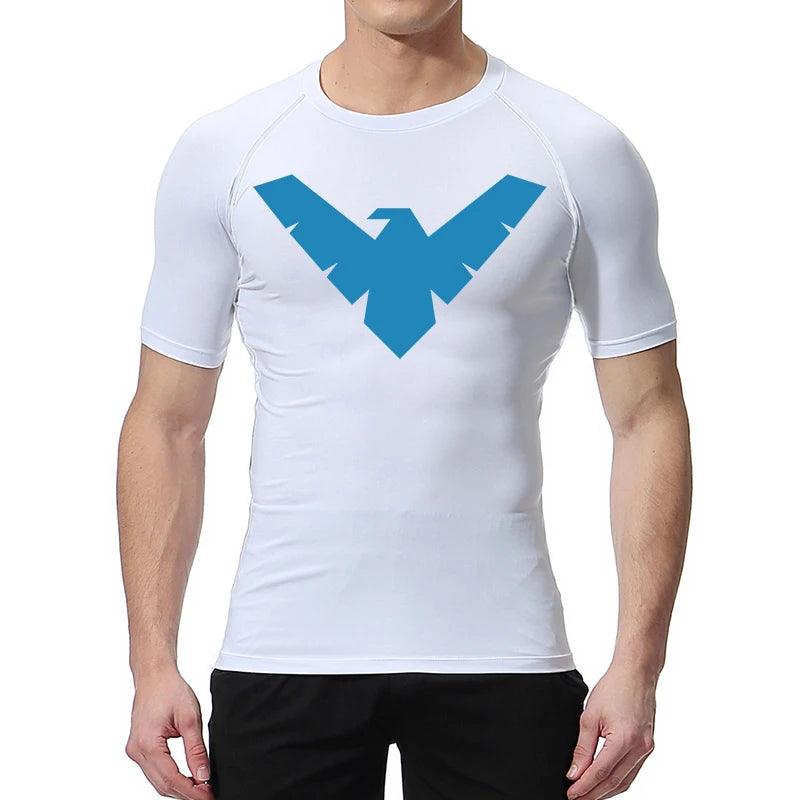Graphic Short Sleeve Compression Shirts for Men Gym Workout Running Tshirts Summer Sporty Quick Dry Tees Baselayers Undershirts